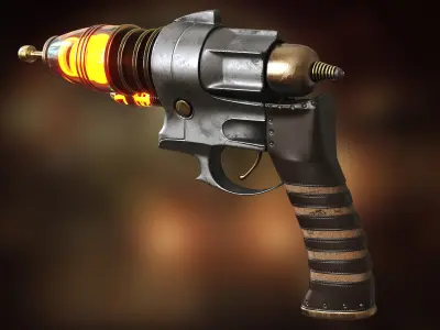Sci-fi Steampunk themed hand gun - PBR Textures Low-poly 3D model