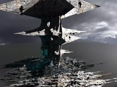 Sci-Fi Dark Egyptian Scepter Tower  Ruin 2 3D model
