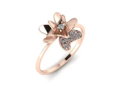 Jewelry Diamond Light Ring Flower 18 3D print model