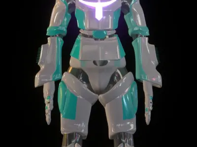 Scifi Android Girl Robot Character Rigged and Customizable Low-poly 3D model