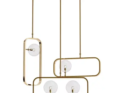 parker three brass pendant lights hanging 3D model