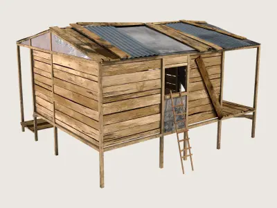 Old shack Low-poly 3D model