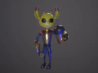 Alien ufo monster man game ready pbr 3d model Low-poly 3D model