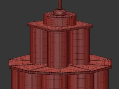 Bauer pendant light in brass and glass 3D model