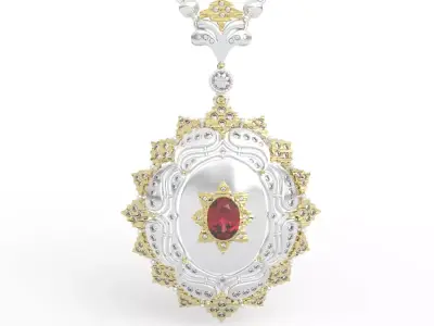 Premium Vintage Royal Pendant Necklace 3D print model purchase