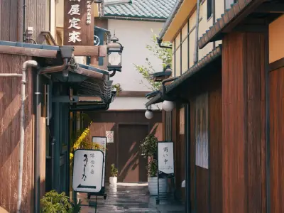 Blender Japan old alley with day-night and weather cycle 3D model