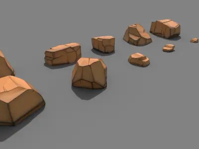 Cartoon Rock Styled set PBR Low-poly 3D model
