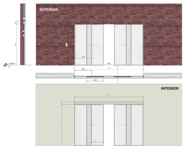 Wall Based Automatic Double Sliding Door 3D model