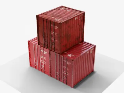 10Ft Cargo Container - Red 3D Model Pack
