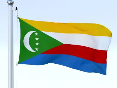 Animated Comoros Flag Low-poly 3D model