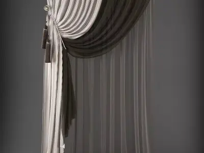 Curtain with drapes Low-poly 3D model 3