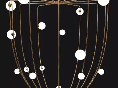 Chandelier with balls hanging from it 3D model get
