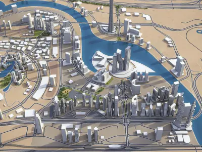 Dubai Business Bay Low-poly 3D model