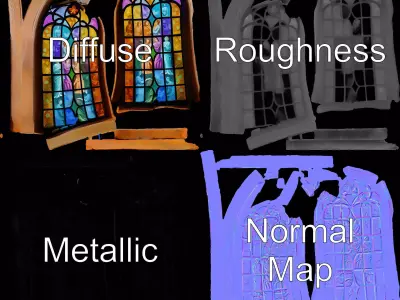 Vibrant Stained Glass Window model pack Low-poly 3D model