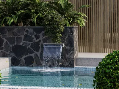 Backyard and Landscape with Pool 09 3D model