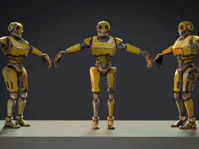 Post-Apocalyptic Service Bot - 4k texture Low-poly 3D model