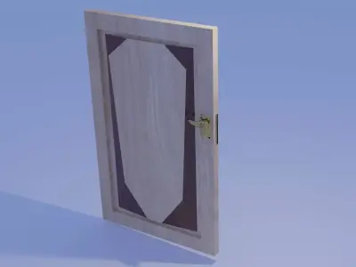Wooden door with windows 3D model