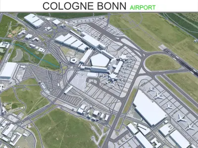 Cologne Bonn Airport 12km Low-poly 3D model