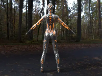 Female Robot Character Low-poly 3D model