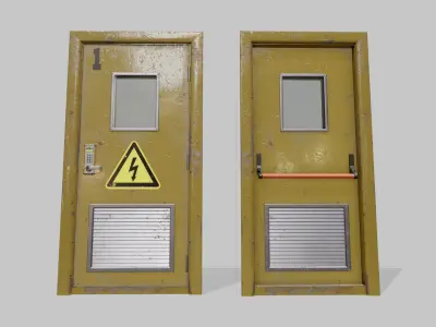 Laboratory door yellow Low-poly 3D model
