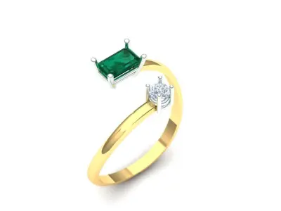 emerald cut stone ring 3D print model