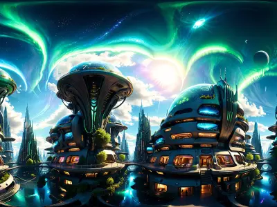 HDRI Futuristic City Low-poly 3D model