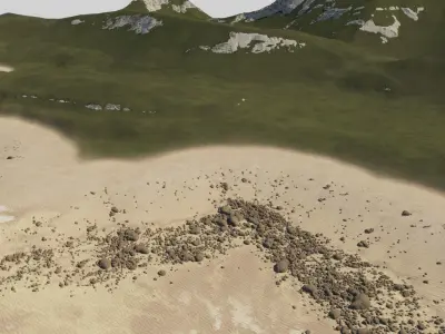 Landscape Shallow Coastline Low-poly 3D model