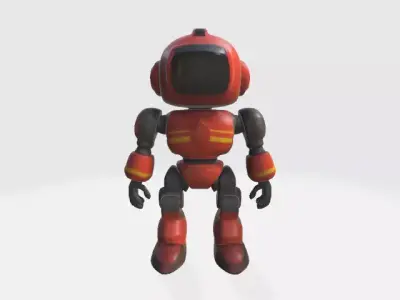 Lowpoly robot fireman Low-poly 3D model