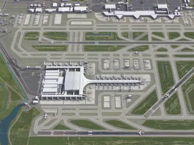 Barcelona - Josep Tarradellas El Prat Airport - BCN Low-poly 3D model