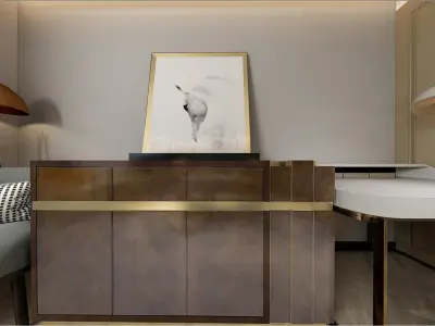 Simple and cozy bedroom Vray 3D model-O32 3D model