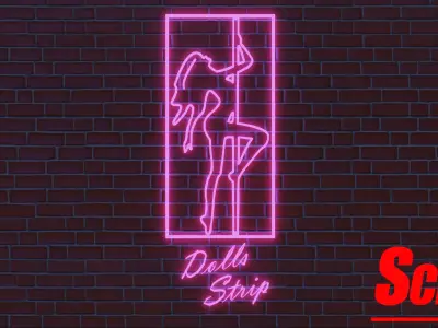 Striptease Signboard Low-poly 3D model