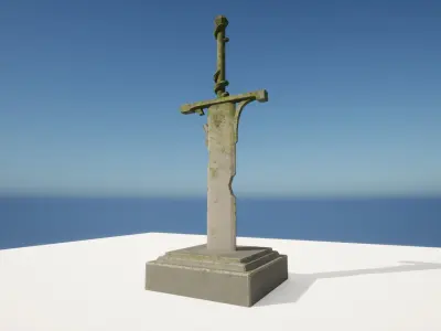 Stylized Sword Statue Low-poly 3D model