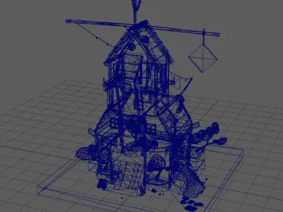 Stylish small house Low-poly 3D model