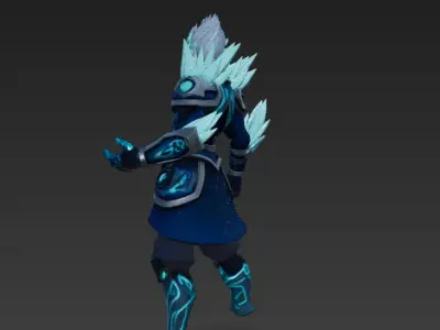 Icebound Warrior - Stylized Elemental Hero in Frozen Landscape 3D model