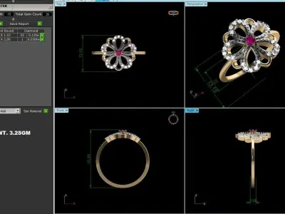Diamond Ring For Women 3d Print Model 3D print model 52