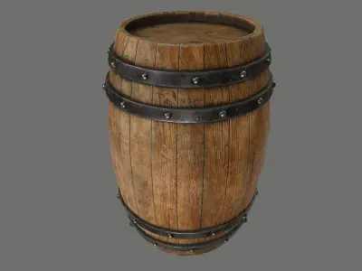 Medieval set metal bucket hanging from chain Low-poly 3D model
