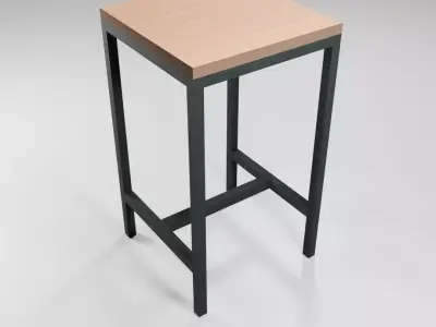 Light Oak and Brushed Steel Stool 3D print model