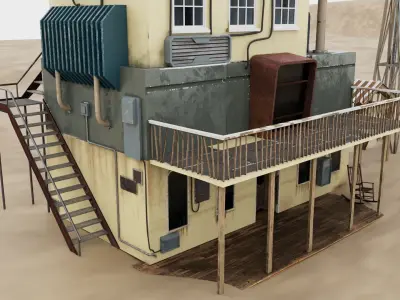 Sci Fi Industrial Post Apocalyptic outdoor building on desert 3D model