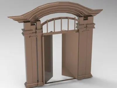 Stylized Garden Door low poly 3D model