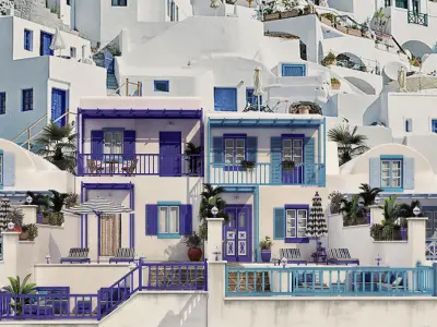 Exterior Greece Santorini Houses 3D model