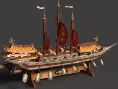 Chinese Ancient Junk Ship  Low-poly 3D model