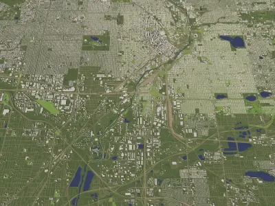 Denver USA in 20 km x 20 km - city and urban 3D model