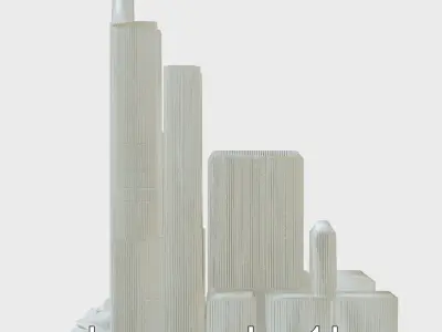 Futuristic Skyscraper Architectural Model Low-poly 3D model