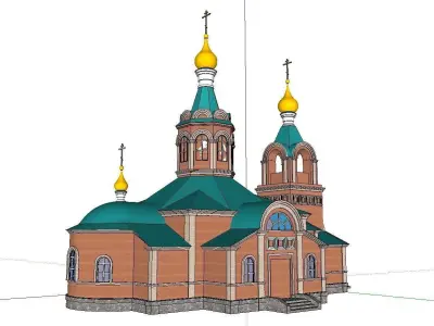 Architecture-Religion-God-Culture-Temple-079 church with two ... 3D model