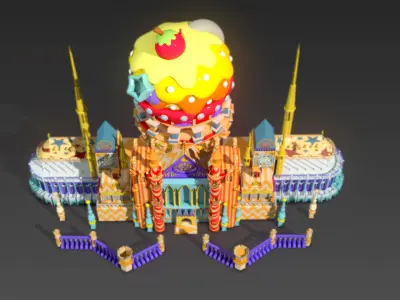 Cartoon cartoon castle park castle building model 3D model