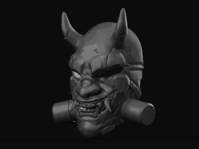 Oni mecha samurai mask 3D print model
