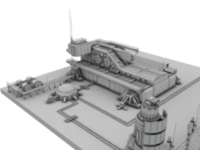 Heavy sci-fi cannon 3D model