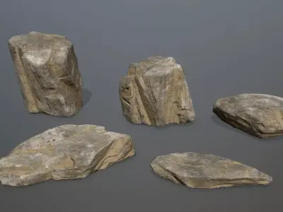 Rock Set Low-poly 3D model