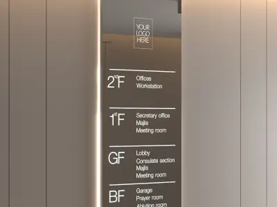 Signage Design 3D Model Interior Scene Low-poly 3D model