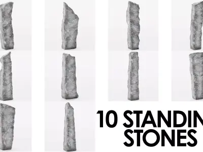 Standing Stones - 10 Low-Poly Monolith Models - Game-Ready Low-poly 3D model